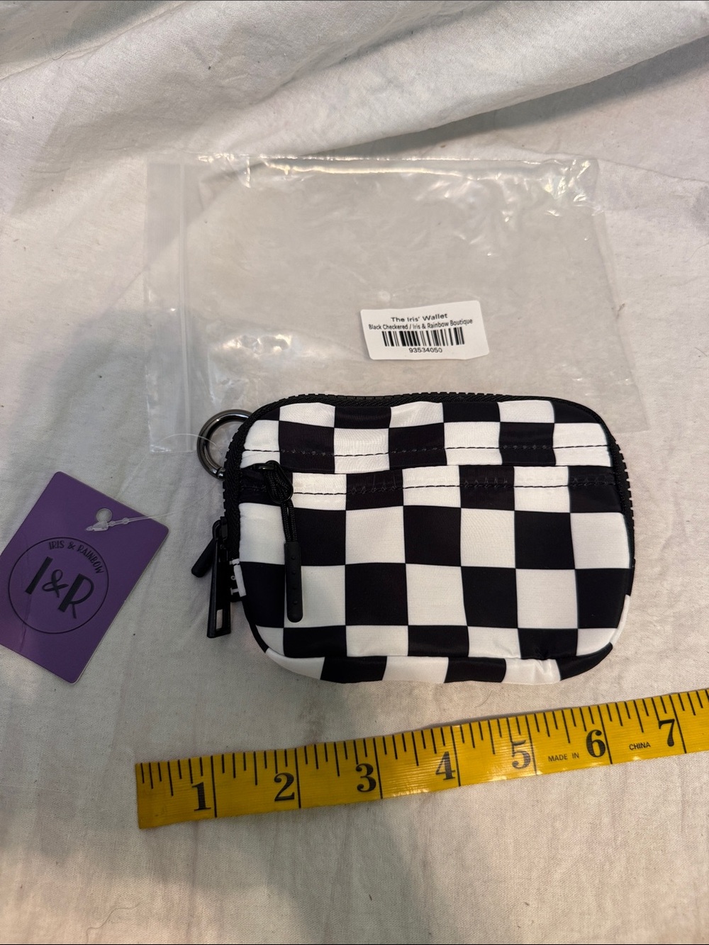 Black and White Checkerboard Coin Pouch